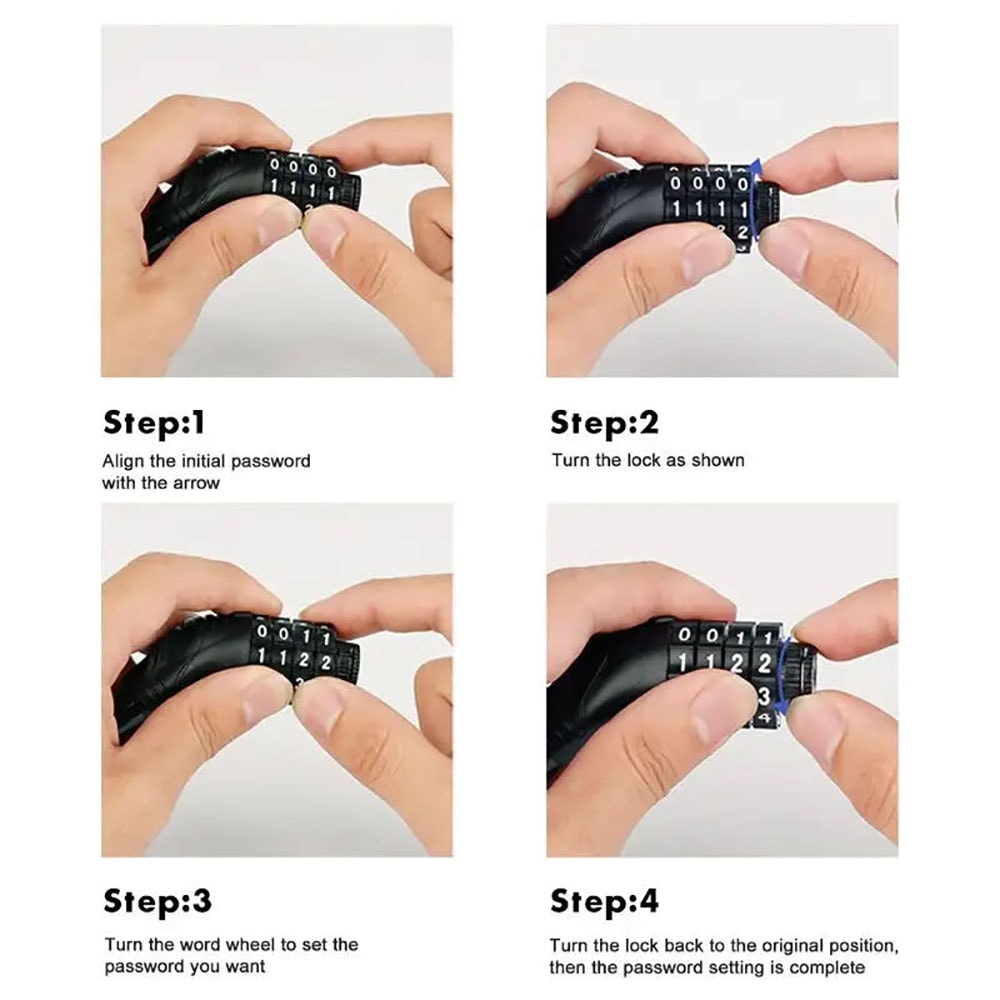 Portable Digital Code Anti-Theft Bicycle Cable Lock Stainless Steel Security Combination Padlock