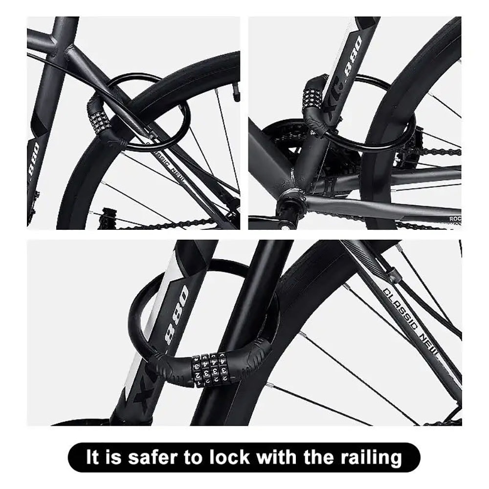 Portable Digital Code Anti-Theft Bicycle Cable Lock Stainless Steel Security Combination Padlock