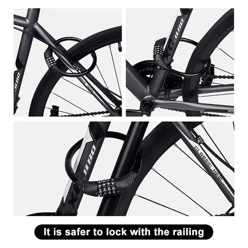 Portable Digital Code Anti-Theft Bicycle Cable Lock Stainless Steel Security Combination Padlock