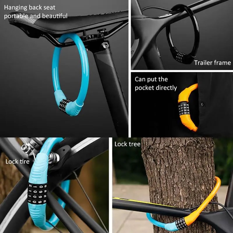 Portable Digital Code Anti-Theft Bicycle Cable Lock Stainless Steel Security Combination Padlock
