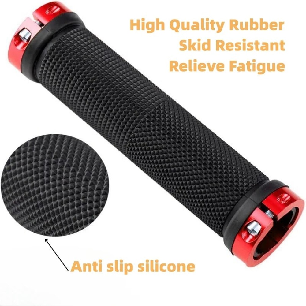 Non Slip Bicycle Handlebar Grips With Alloy Lock Double Aluminum Locking Rubber Grip For Enhanced C 3