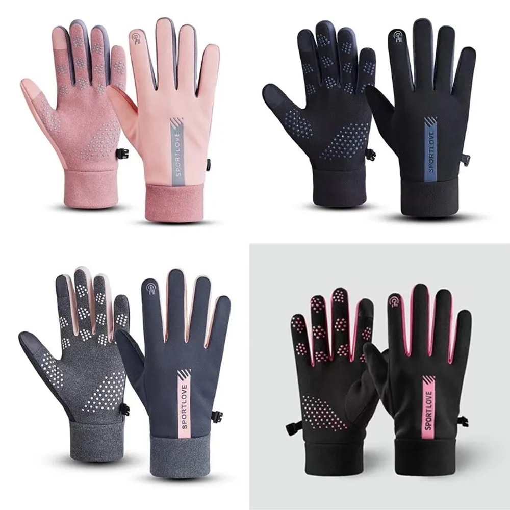Winter Cycling Gloves For Women Waterproof Thermal Fleece Mittens For Outdoor Activities 0