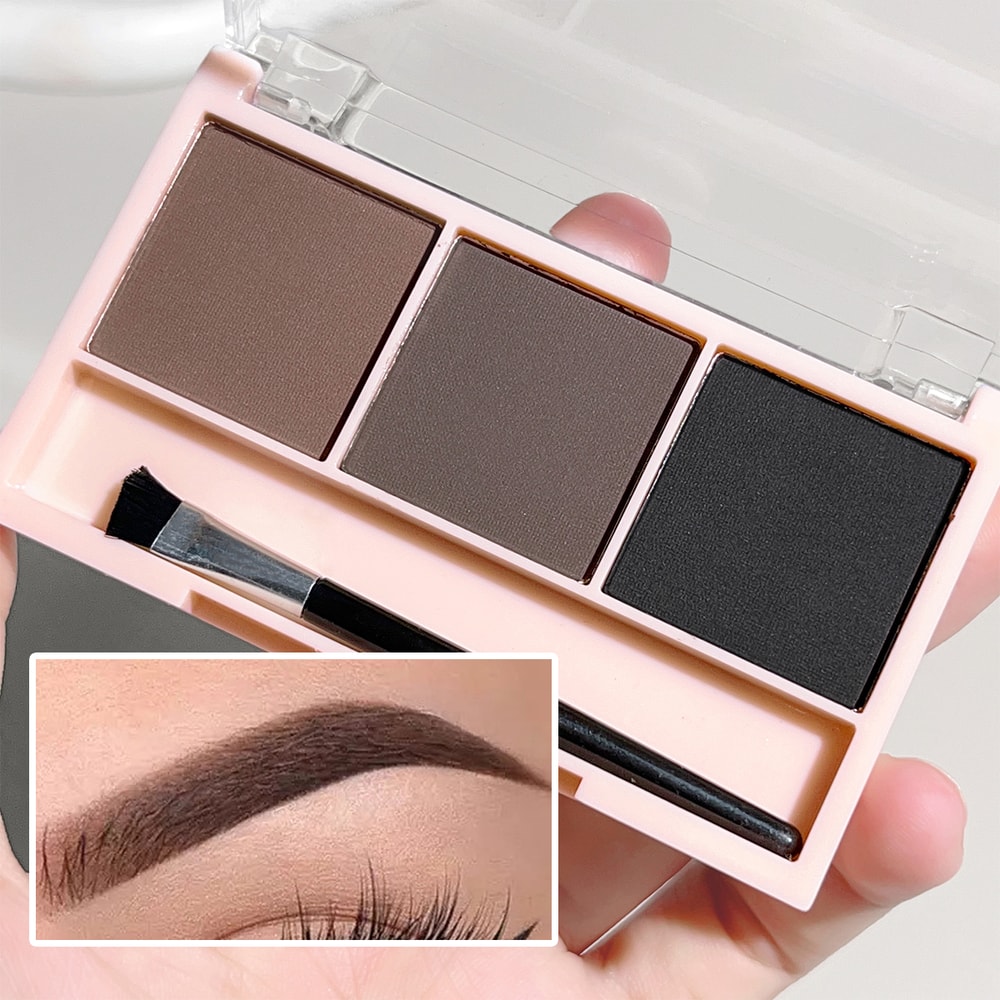 Brow Powder Set With Brush Longlasting Contour Makeup For Natural ThreeDimensional Brows 0