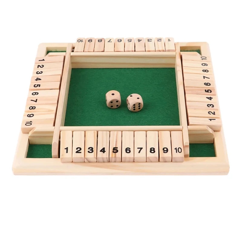 FourSided Shut The Box Board Game Set Fun Dice Party Game For Adults And Families 0