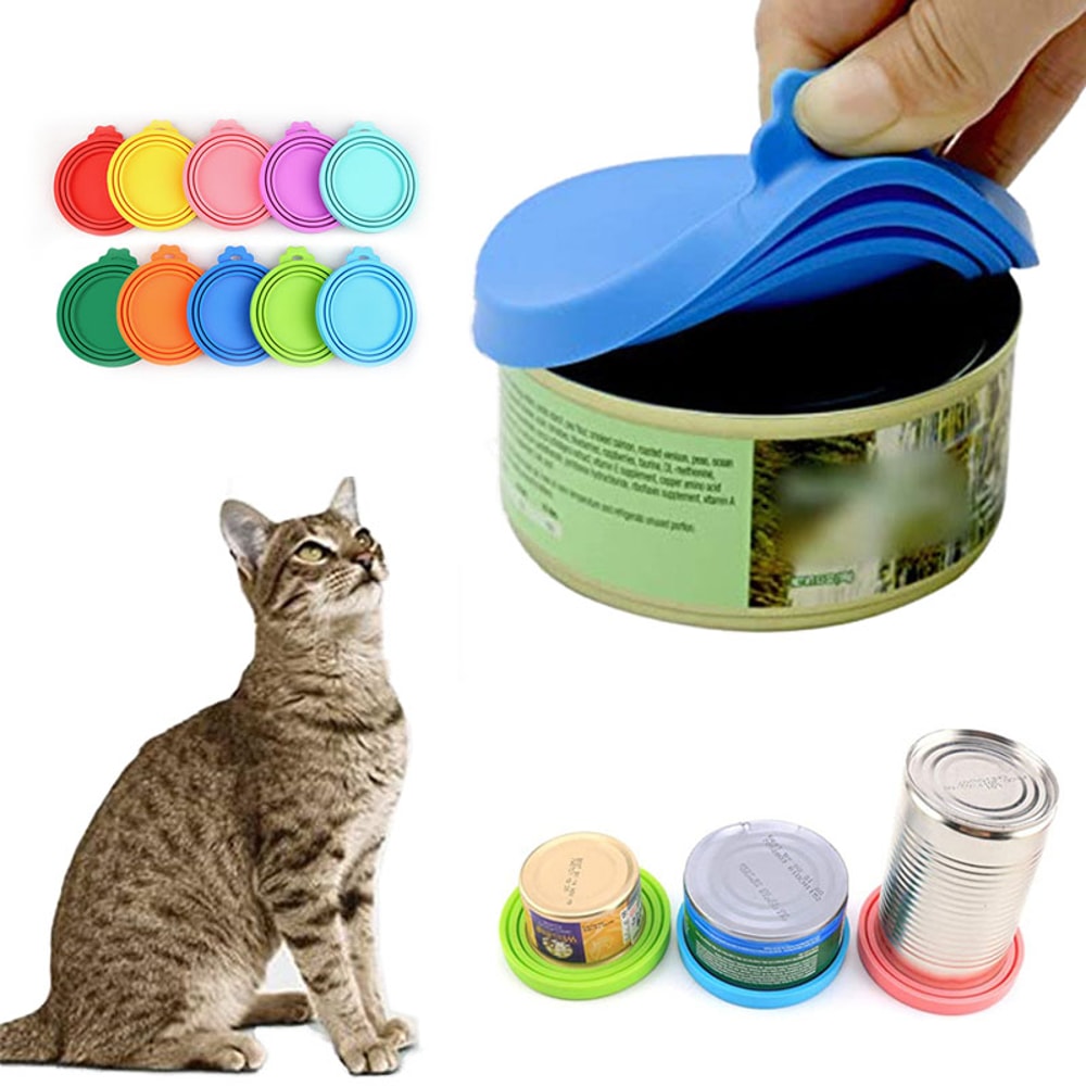 Reusable Airtight Pet Food Can Lids With Spoon Fresh Storage Covers For Dog Cat Cans 0