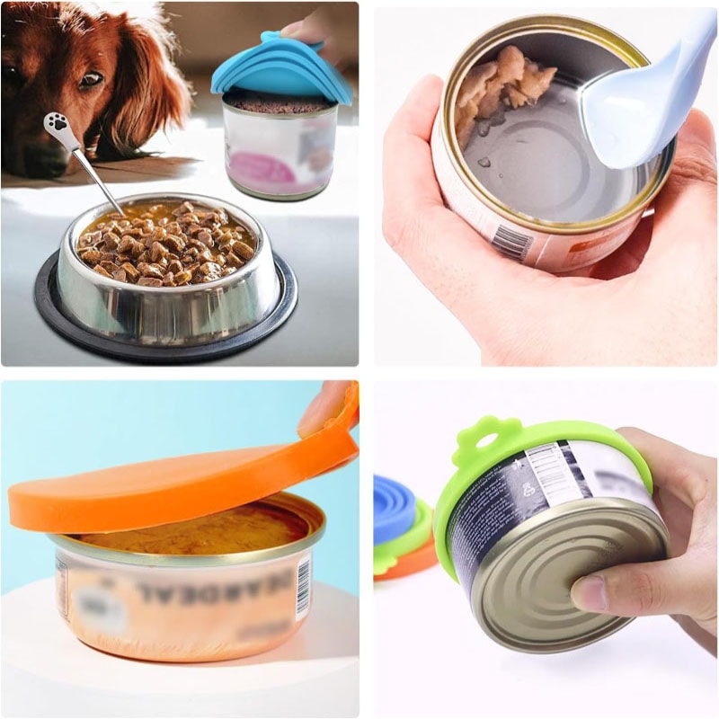 Reusable Airtight Pet Food Can Lids With Spoon Fresh Storage Covers For Dog Cat Cans 1
