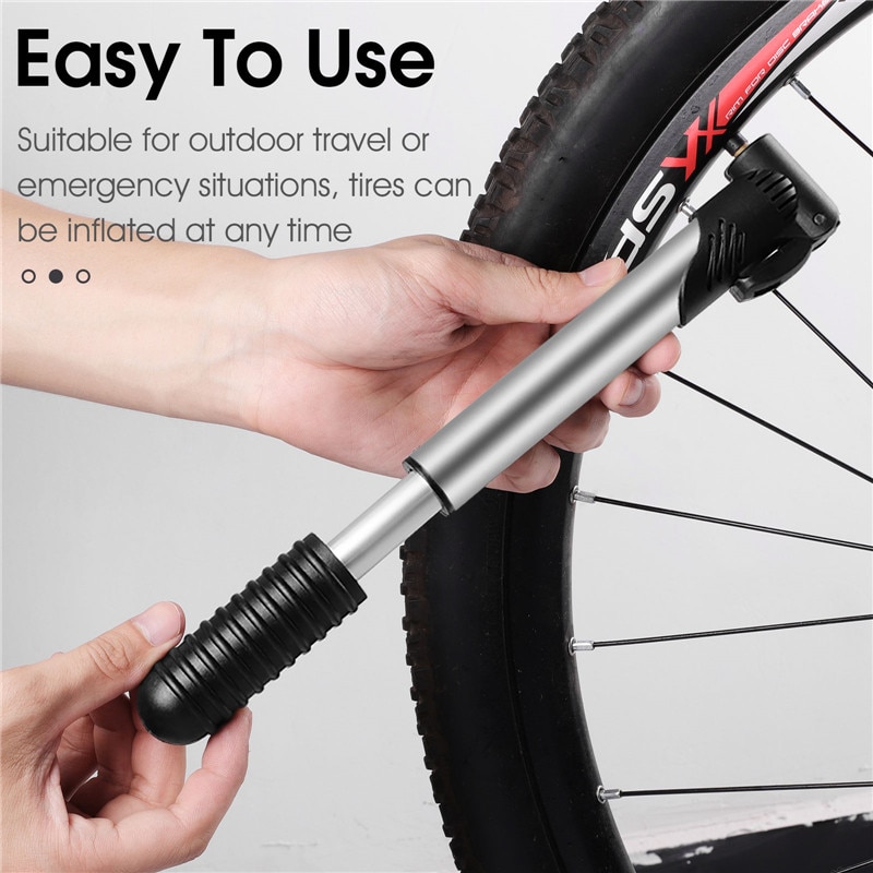 Portable Mini Bicycle Pump For Road MTB Bikes Handheld Air Pump With Schrader Presta Valve 4