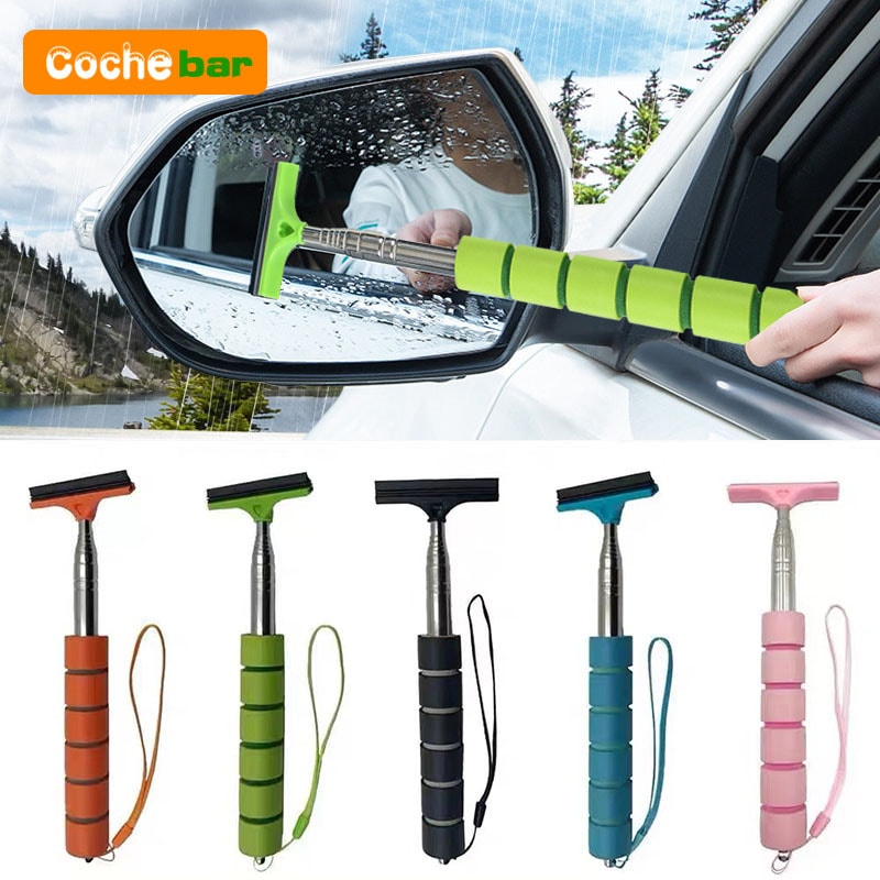 Telescopic Car Rearview Mirror Wiper Glass Cleaner Auto Window Mist Scraper Cleaning Tool 2
