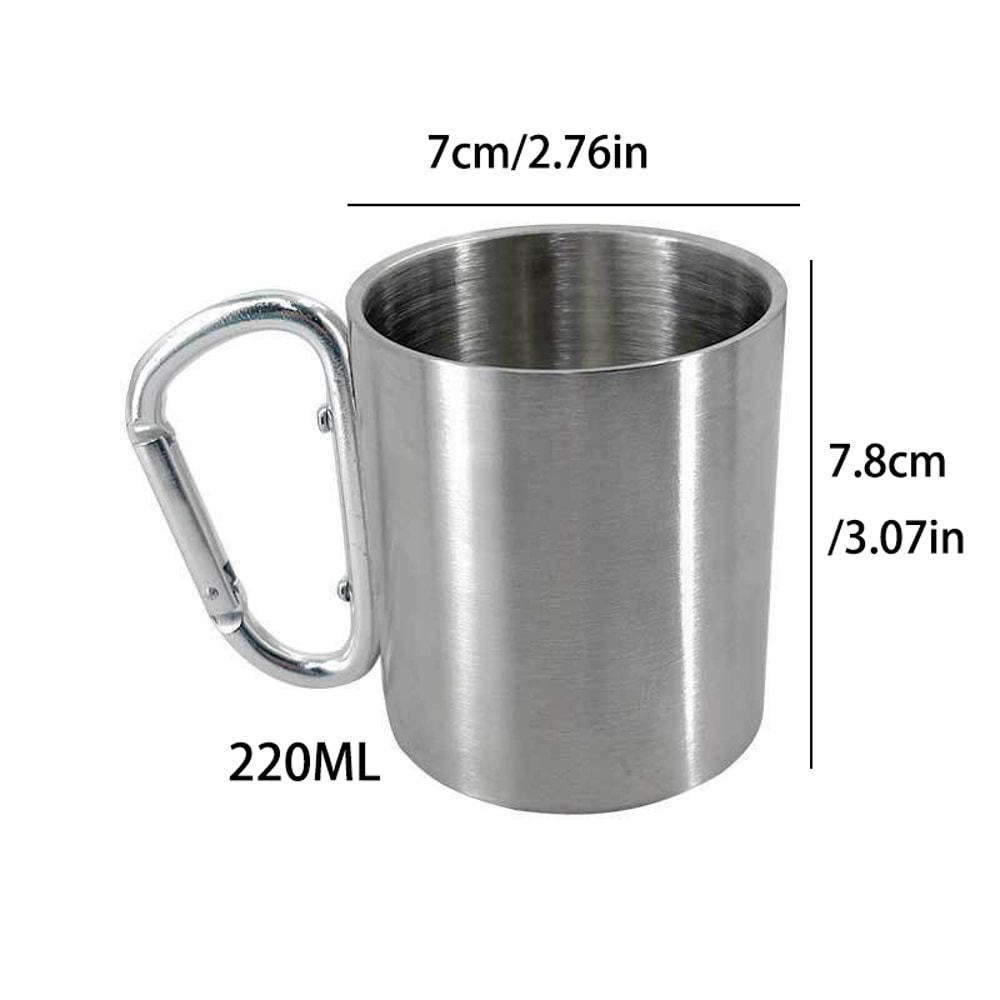 Portable Stainless Steel Travel Water Cup Outdoor Camping Button Design