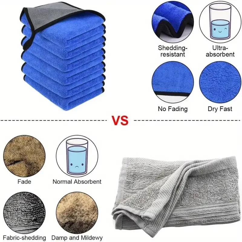 Microfiber Car Washing Towel Set Soft QuickDrying Cleaning Cloths For Windows Mirrors More 2