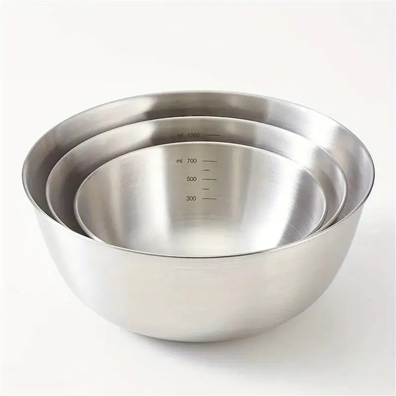 Stainless Steel Mixing Bowl Set With Scale For Cooking Baking Large Capacity Storage Bowls For Kit 5
