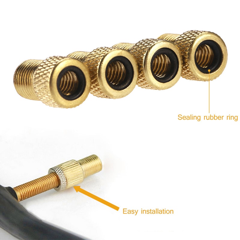 Brass Presta To Schrader Valve Adapter Caps Durable Bike Tire Air Nozzle Connectors 1