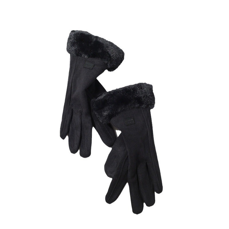 Womens Winter Suede Gloves Touchscreen Warm Driving & Cycling Mittens Plush Outdoor Sports Gloves for Ladies
