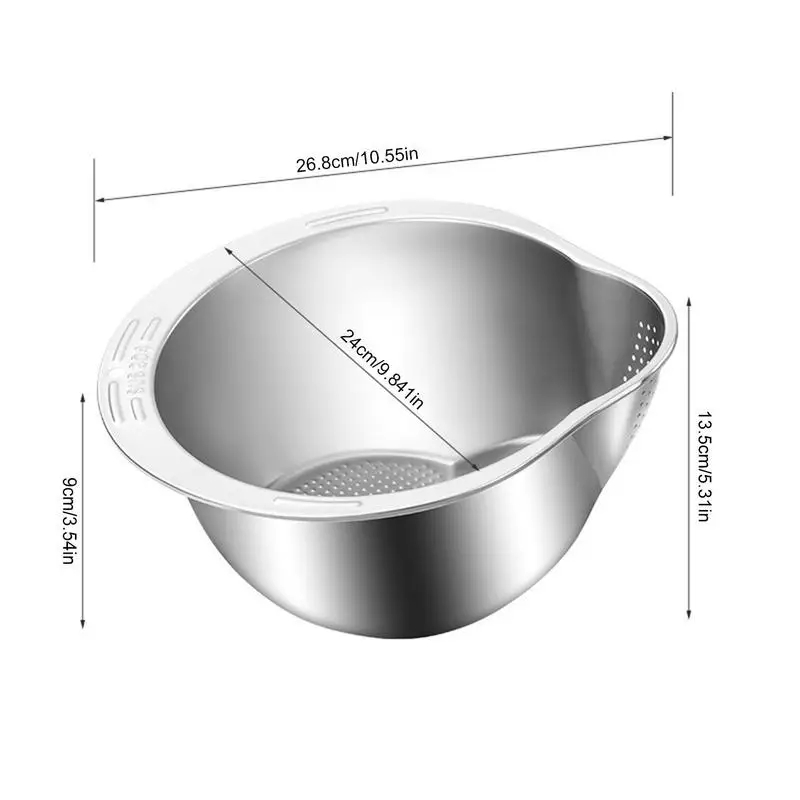 Stainless Steel Rice Washer Strainer Bowl MultiFunctional Kitchen Tool For Rice Fruit And Vegetable 5