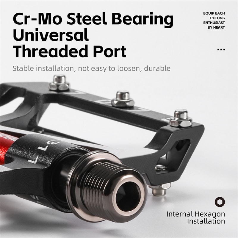 Aluminum Alloy MTB Road Bike Pedals AntiSlip Bearing Widened Pedals For Professionals 3