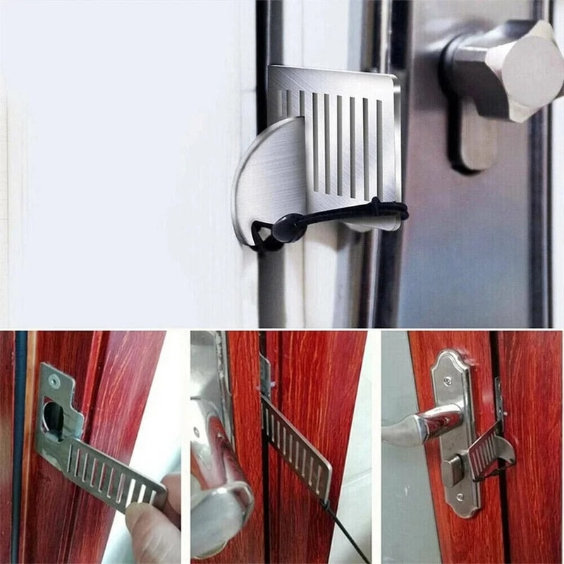 Portable Anti-theft Door Blocker Stainless Steel Security Tool for Home, Hotel, and Travel.