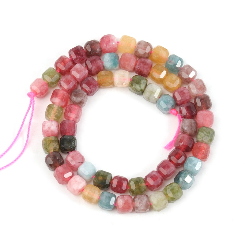 Faceted Natural Tourmaline 5mm Cube Beads For DIY Jewelry Making Accessories 4