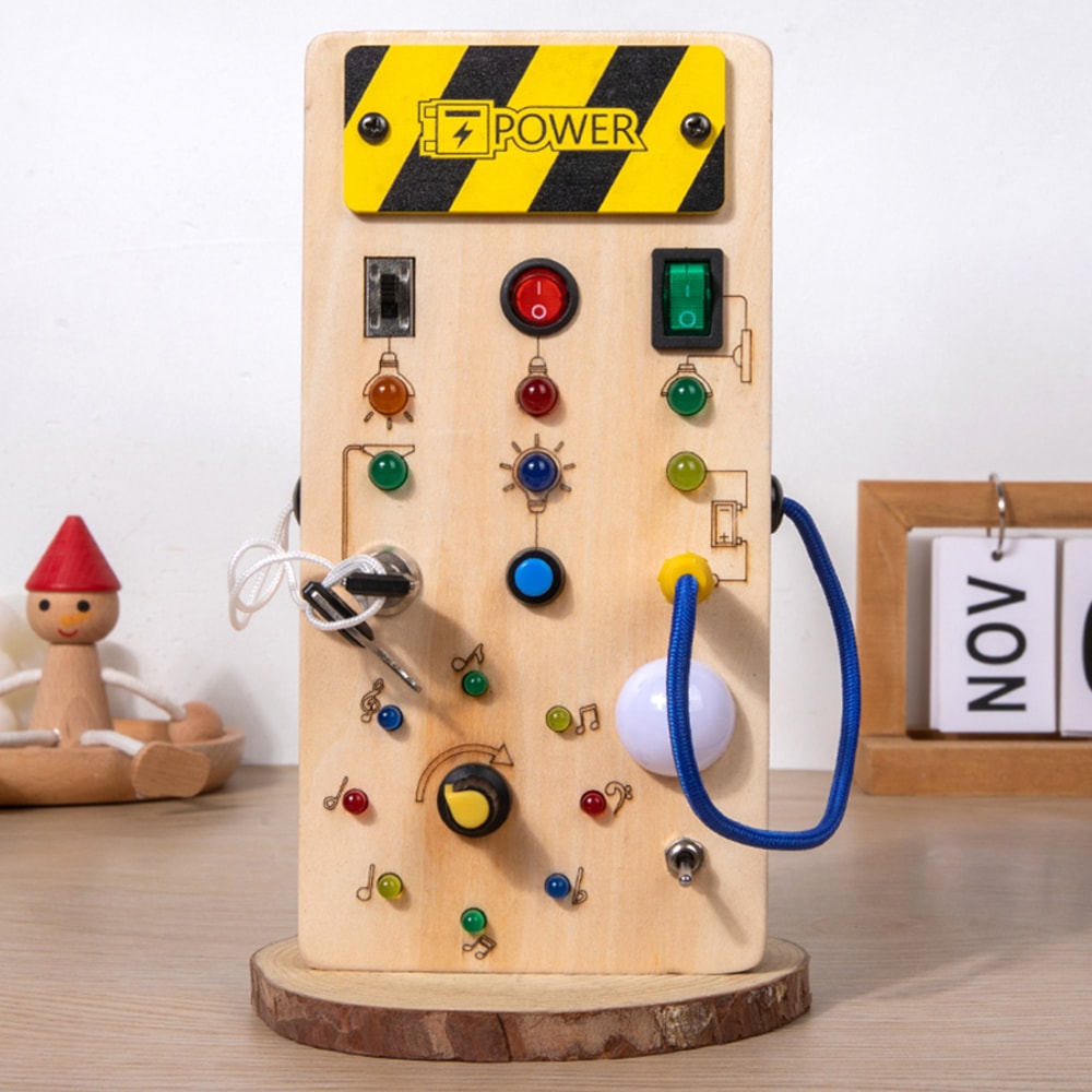 Montessori Busy Board For Toddlers With LED Light And Switch Control 4