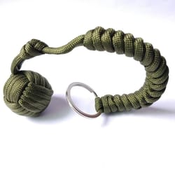 outdoor self-defense umbrella rope with monkey fist steel ball, paracord survival key chain for safety
