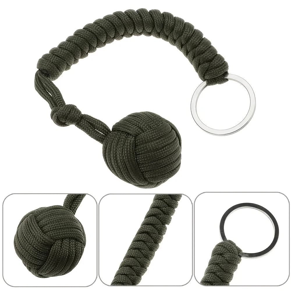 Outdoor SelfDefense Umbrella Rope With Monkey Fist Steel Ball Paracord Survival Key Chain For Safet 2