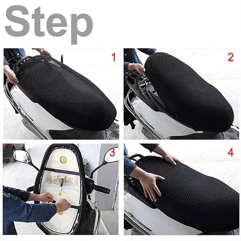 Motorcycle Mesh AntiSkid Seat Cover Breathable Comfortable Cushion For Summer Rides 4