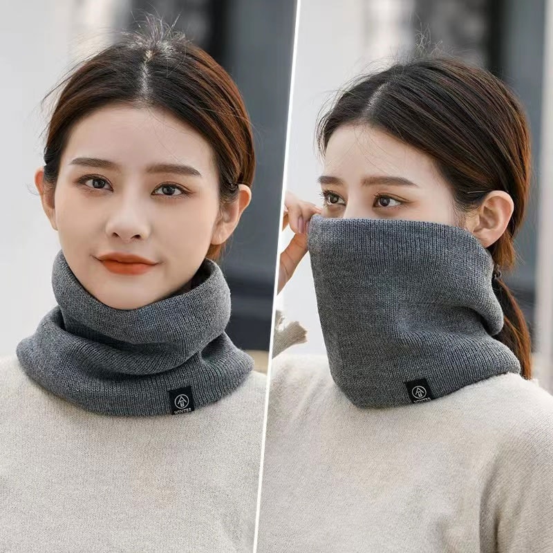 Unisex Cashmere Like Knitted Snood Scarf Warm Winter Neck Cover for Men and Women