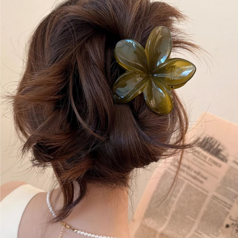 Princess Flower Hair Clip Brown Beige Lightweight Plastic Fashionable Hair Accessories 4