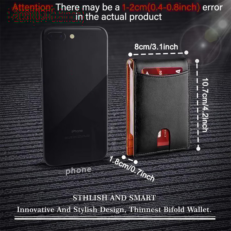 Slim Wallet For Men Synthetic Leather Bifold Credit Card Holder With Money Clip 3