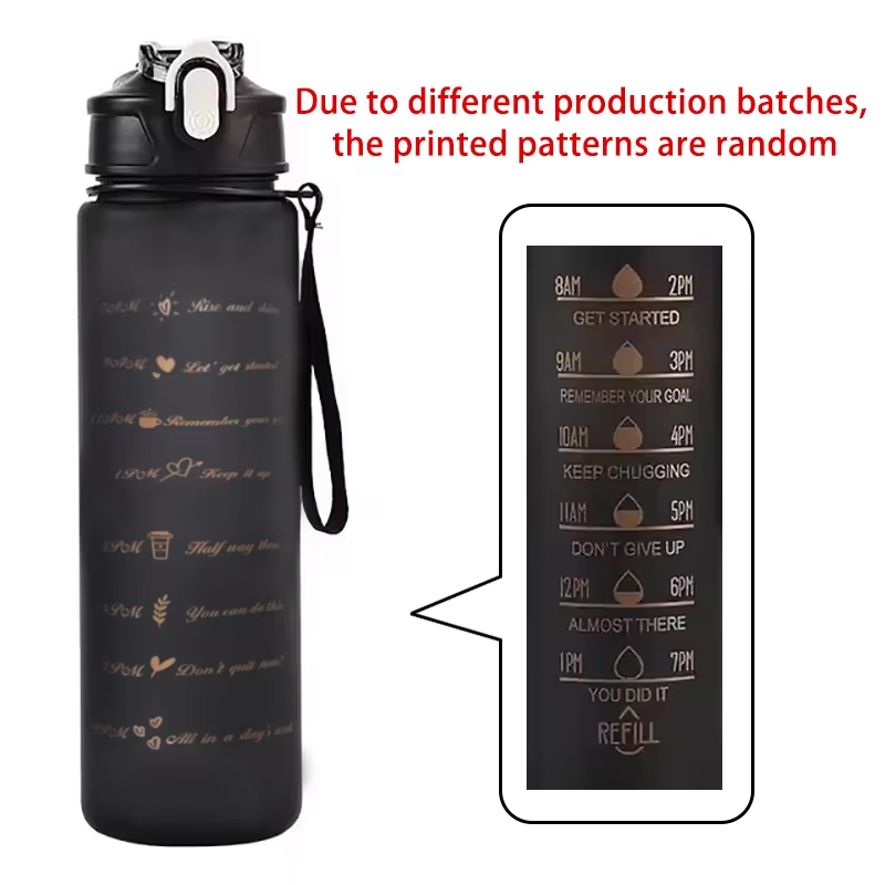 Rainbow Sports Water Bottle High Temperature Resistant Graduated Straw Cup with Frosted Plastic Design