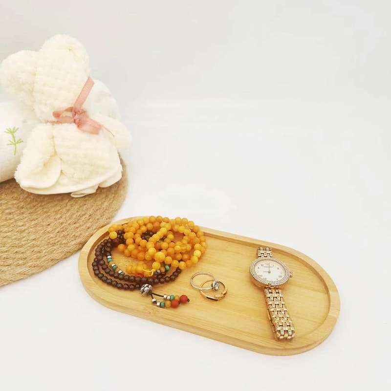 Bamboo Coaster Plate Set Decorative Wood Tray For Coffee Cups Flower Pots 1