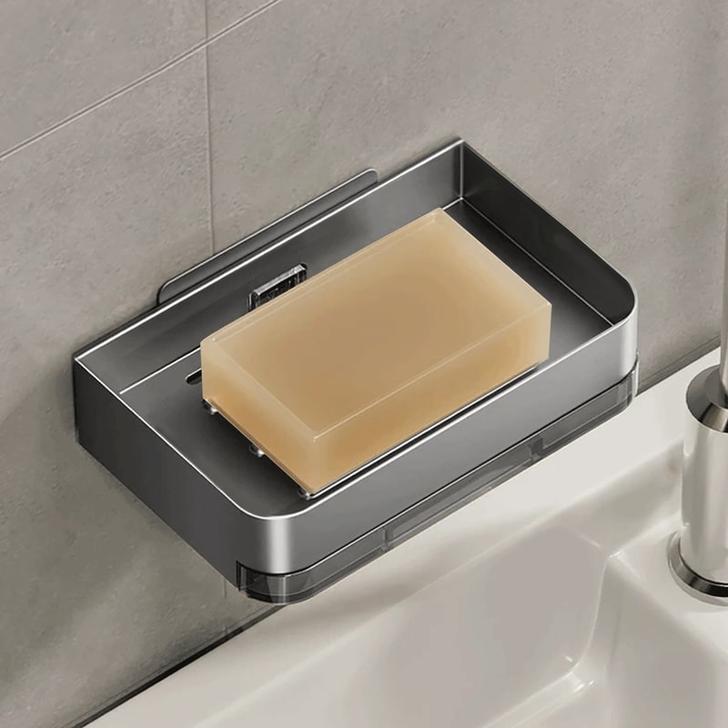 Wall Mounted Aluminum Alloy Soap Holder Stylish Bathroom Soap Dish With Drainage For Efficient Wate 9