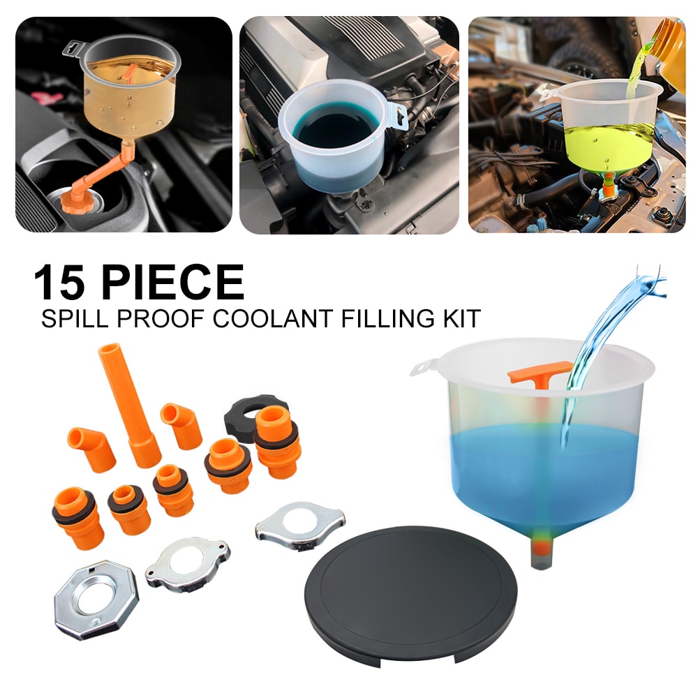 Spill Proof Coolant Filling Funnel Kit Easy Oil Pouring for Car Maintenance