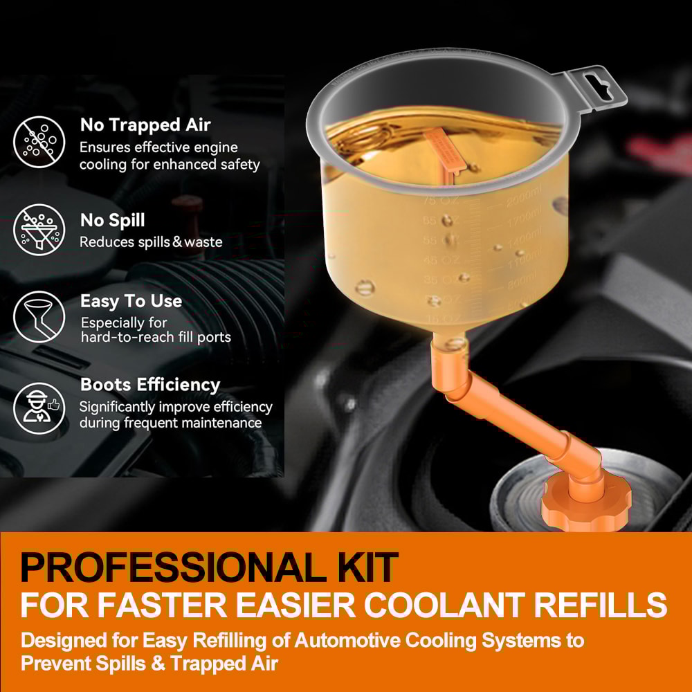 Spill Proof Coolant Filling Funnel Kit Easy Oil Pouring for Car Maintenance
