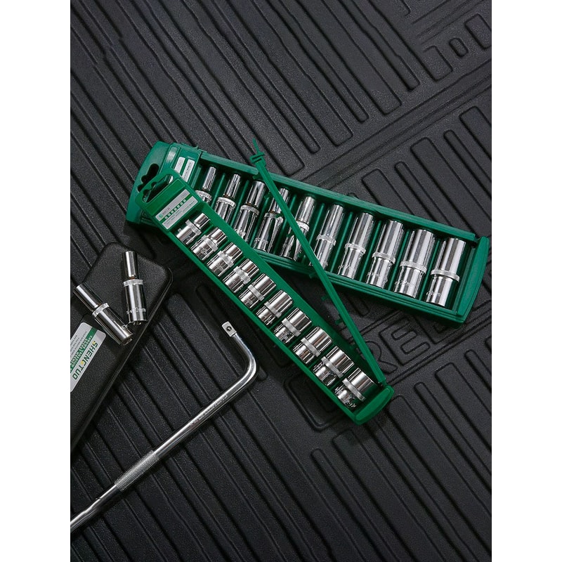 Hex Socket Wrench Head Set for Ratchet Short & Long Deep Nut Driver Sleeves with Holder