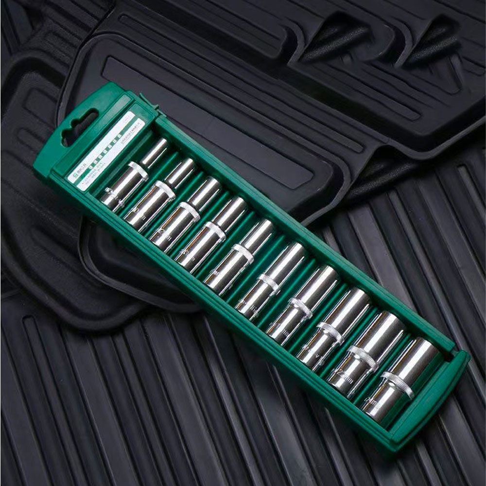 Hex Socket Wrench Head Set for Ratchet Short & Long Deep Nut Driver Sleeves with Holder