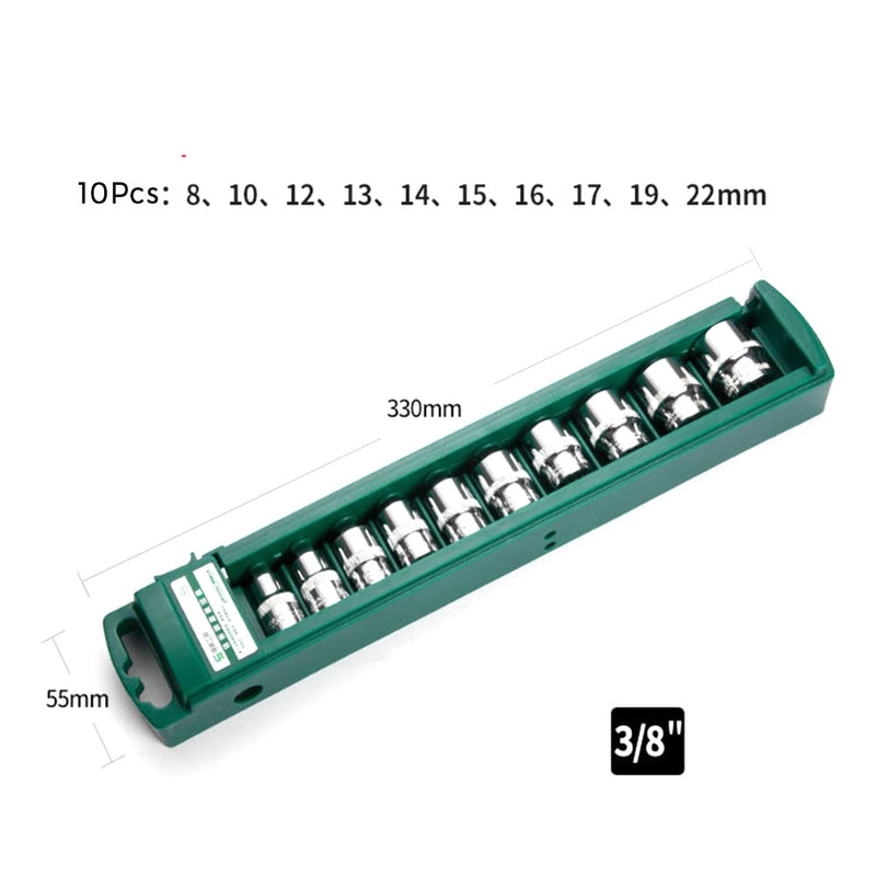 Hex Socket Wrench Head Set for Ratchet Short & Long Deep Nut Driver Sleeves with Holder