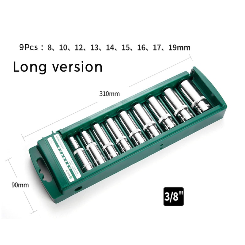 Hex Socket Wrench Head Set for Ratchet Short & Long Deep Nut Driver Sleeves with Holder