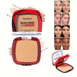 matte full coverage pressed powder foundation with puff applicator fresh wear, weightless finishing powder