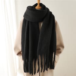 winter cashmere scarf for women warm & soft pashmina wrap with tassels