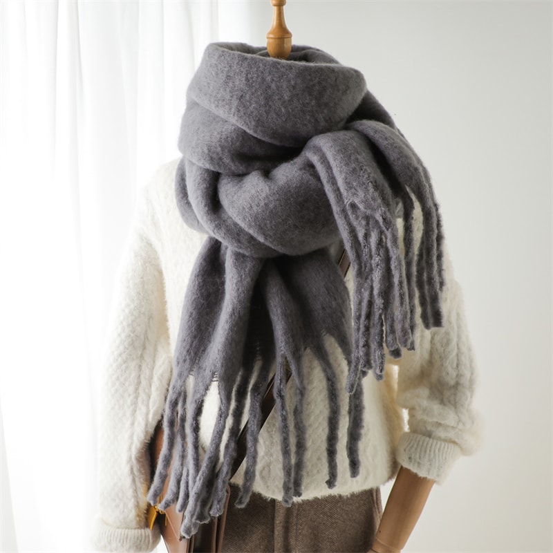 Winter Cashmere Scarf For Women Warm Soft Pashmina Wrap With Tassels 6