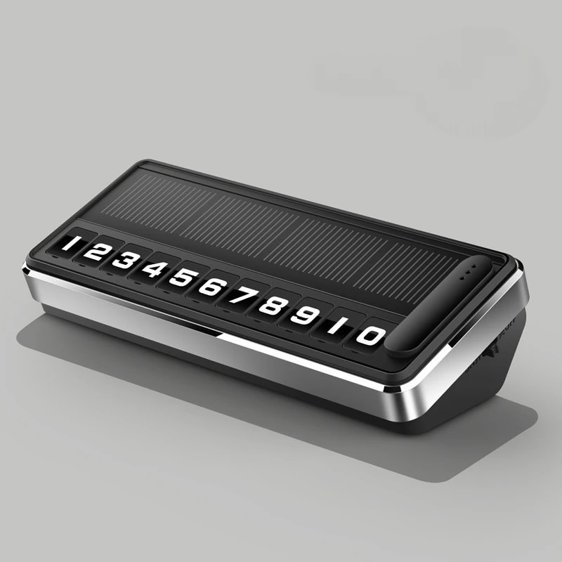 Solar-Powered LED Car Parking Number Plate Temporary Parking Card for Cars