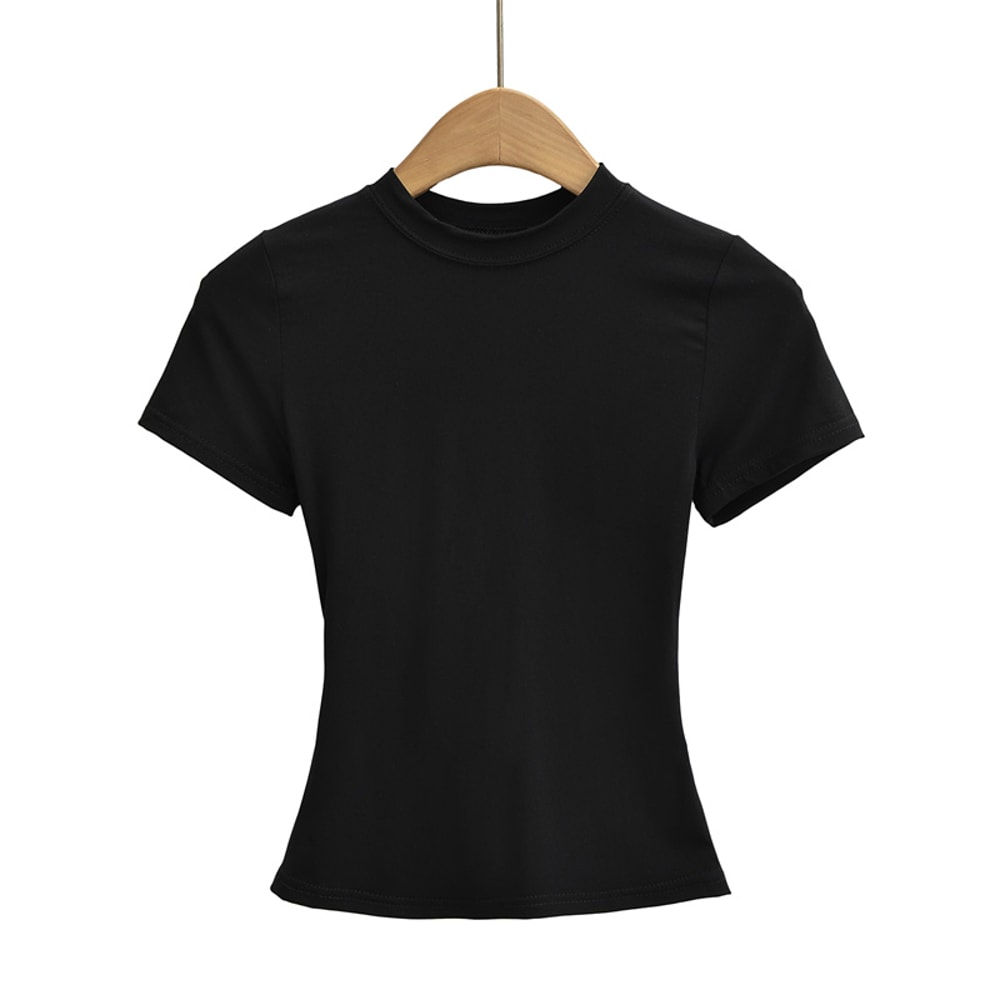 Sexy Slim Fit Casual TShirt For Women Trendy Solid Color ShortSleeve Fashion Top 1