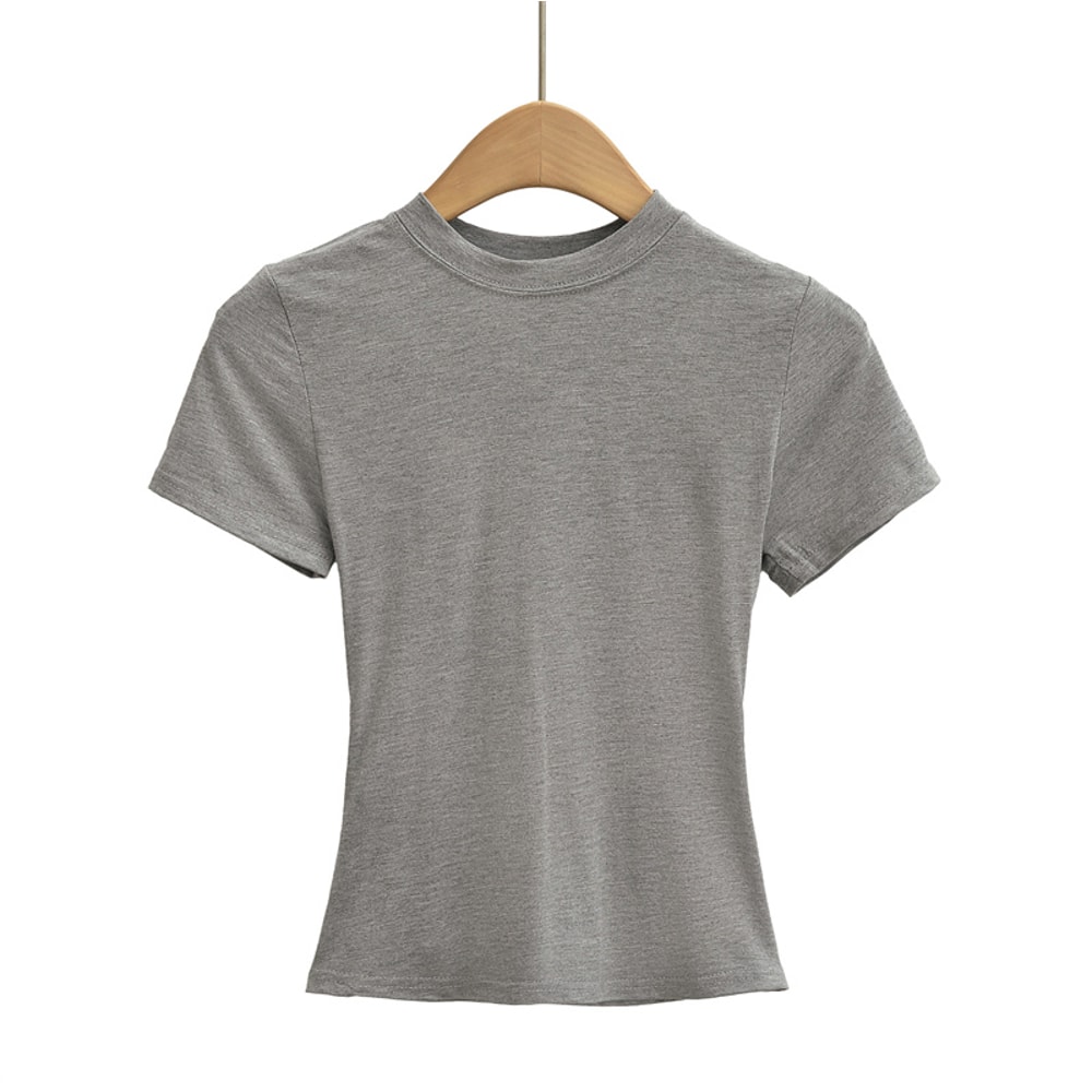 Sexy Slim Fit Casual TShirt For Women Trendy Solid Color ShortSleeve Fashion Top 3