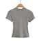 Sexy Slim Fit Casual TShirt For Women Trendy Solid Color ShortSleeve Fashion Top 3