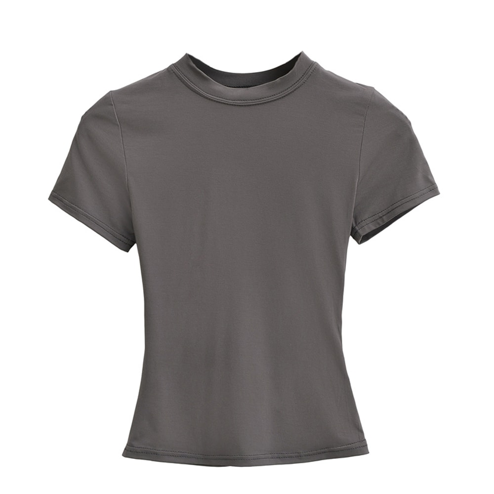 Sexy Slim Fit Casual TShirt For Women Trendy Solid Color ShortSleeve Fashion Top 9