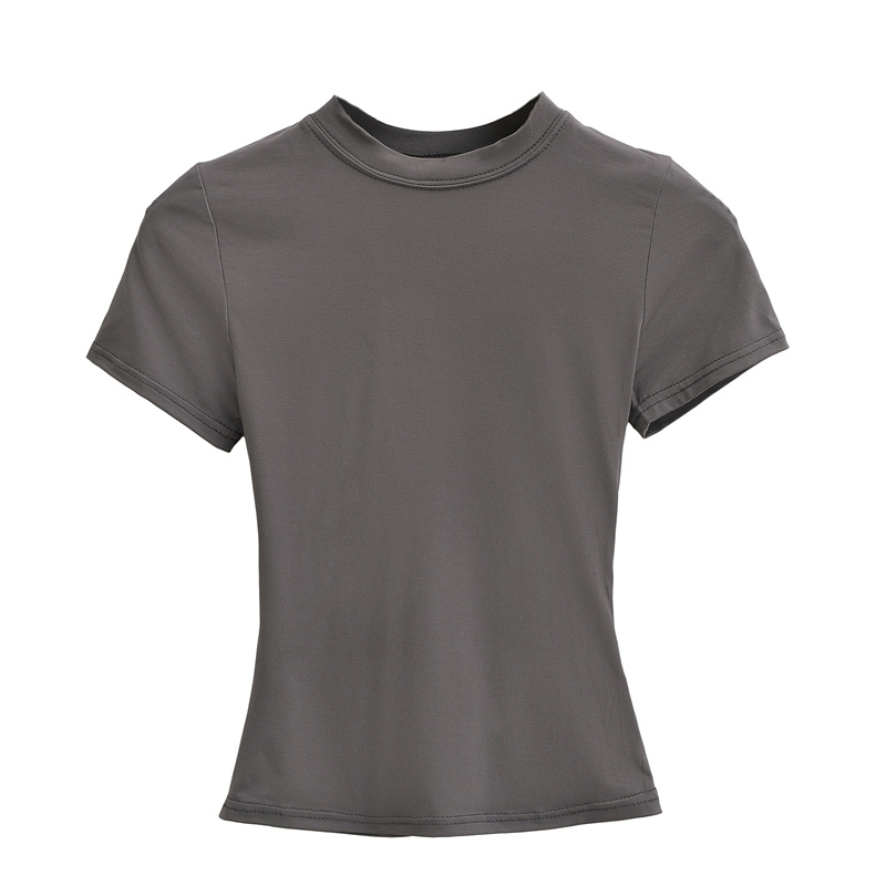 Sexy Slim Fit Casual TShirt For Women Trendy Solid Color ShortSleeve Fashion Top 9