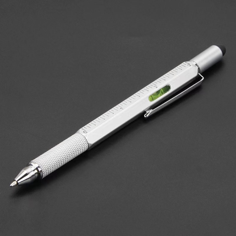 Multifunction Ballpoint Pen with Ruler, Screwdriver, Stylus, and Spirit Level