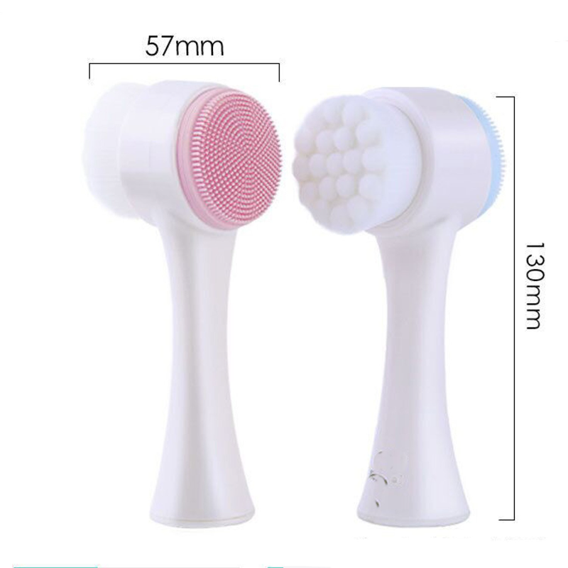 Double Silicone Facial Cleansing Brush Manual Massage Brush with Soft Bristles & Exfoliator.