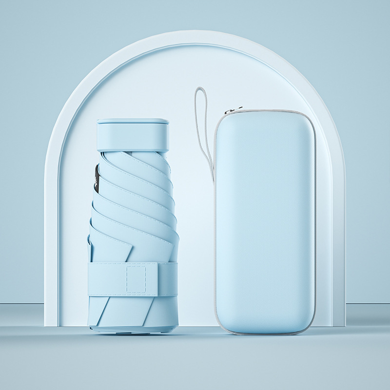 Mini Folding Travel Umbrella With UV Protection And Compact Capsule Case PocketSized Sun Rain Shie 9