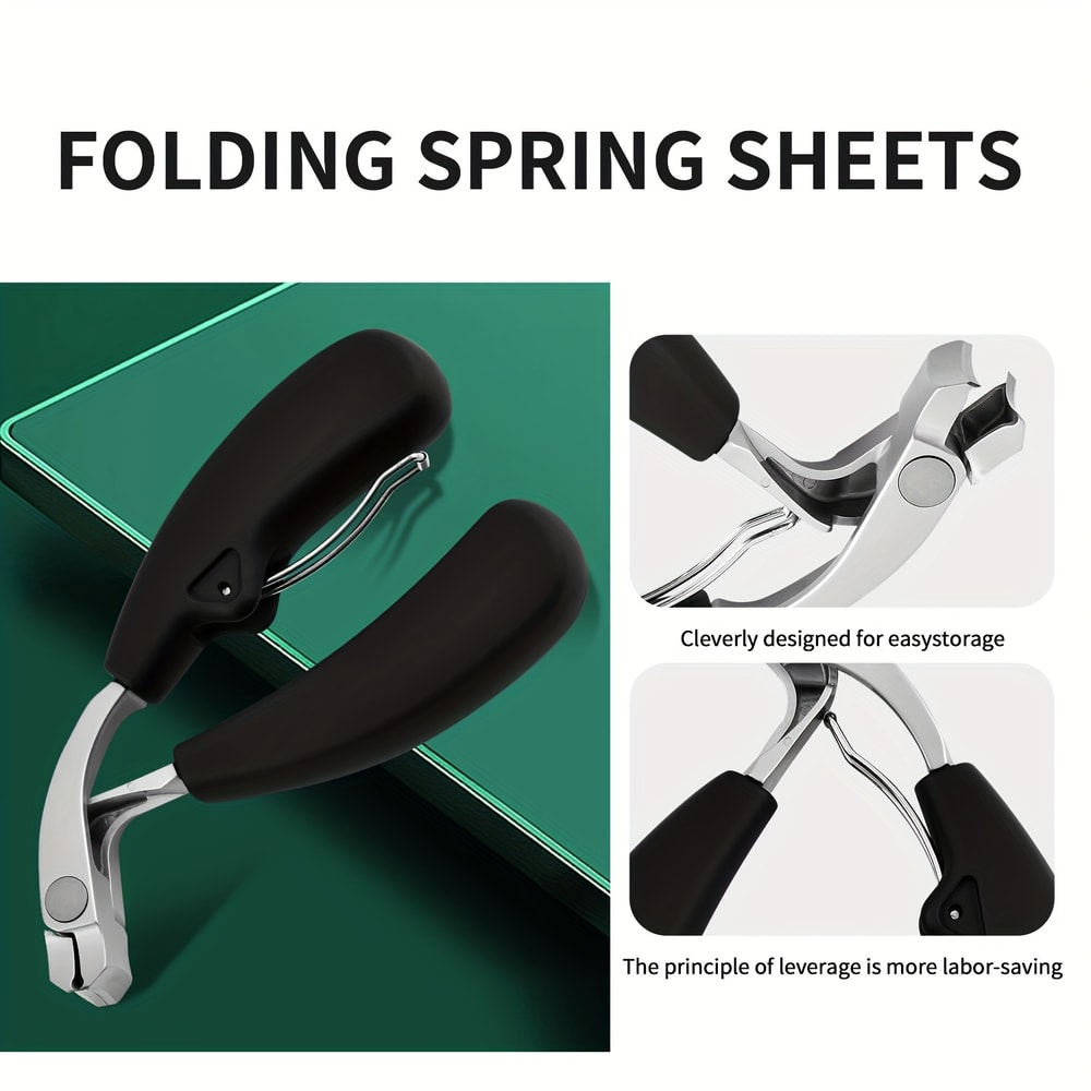 Heavy Duty Curved Nail Clippers For Thick Toenails With Large Opening And AntiSplash Storage 5